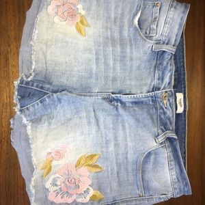 Embroidered jean shorts